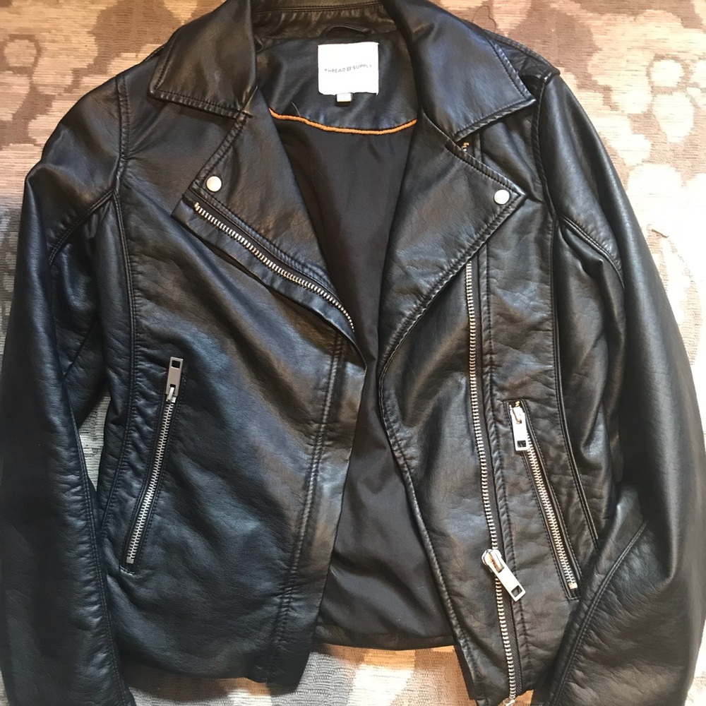 Vegan Leather Motorcycle Jacket Thread & Supply XS